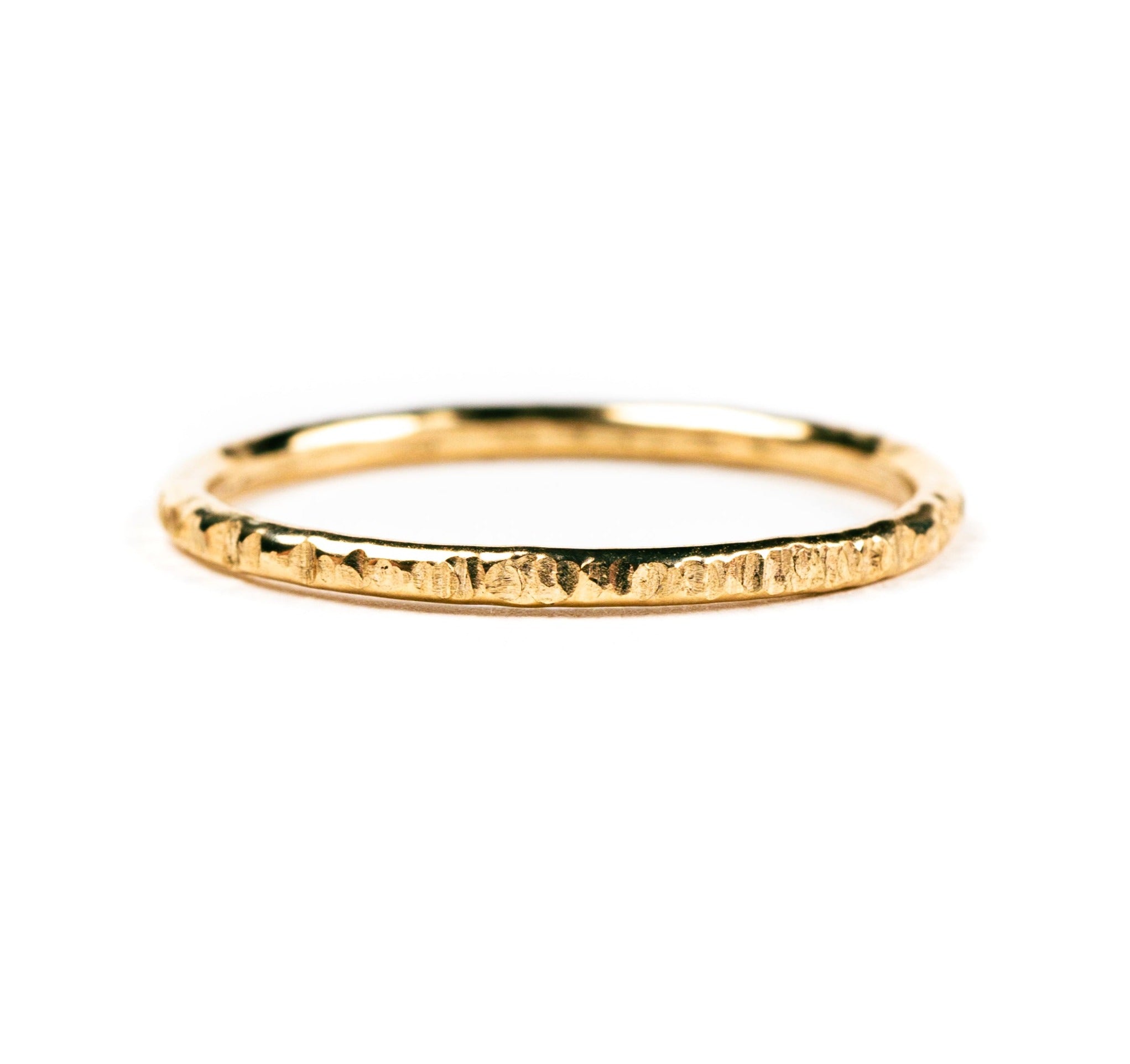 Nest Hammered Thin Gold Stacking Ring - MTD