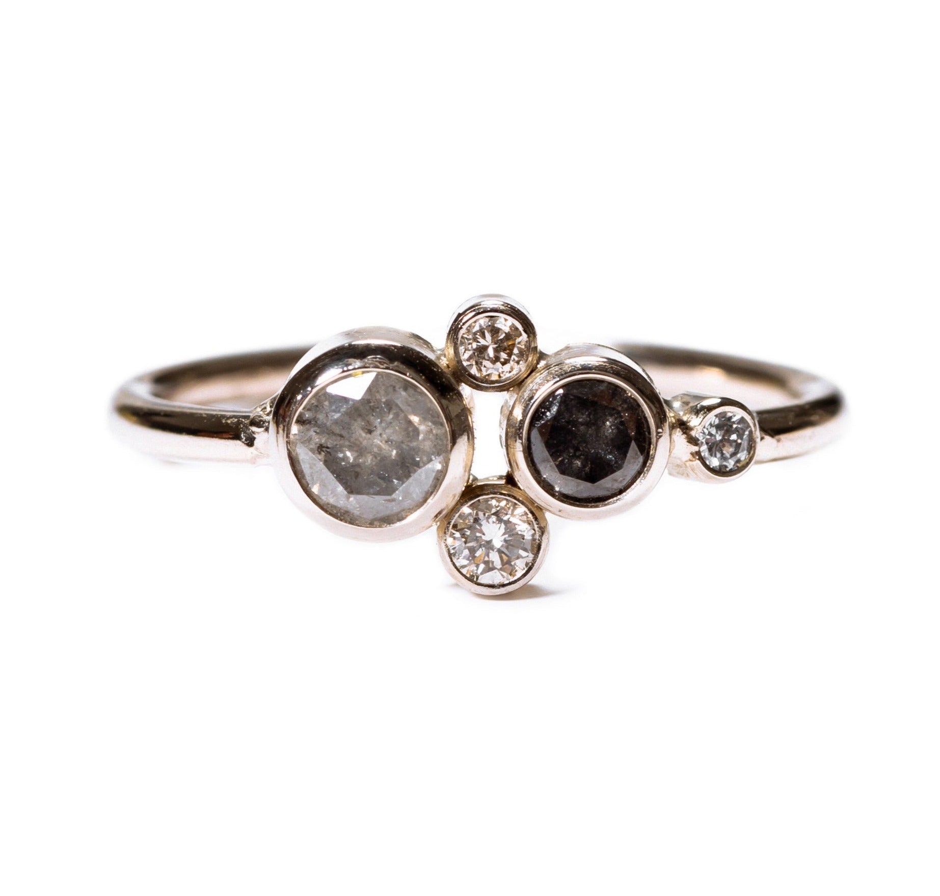 River Rocks Cluster Salt and Pepper Diamond Engagement Ring – MTD