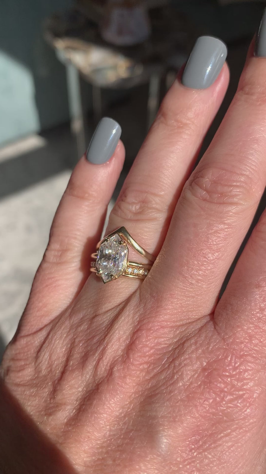 Josephine Elongated Hexagon Engagement Ring