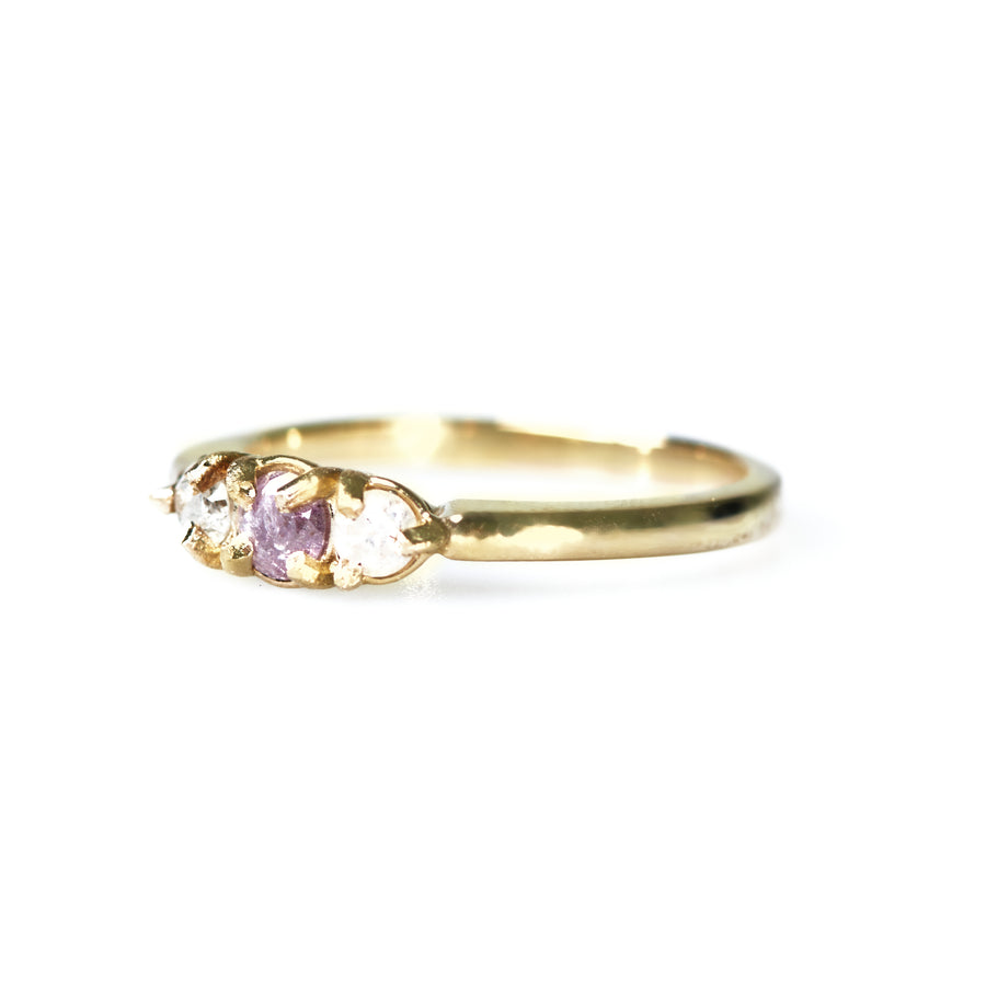 Colette | Pink Diamond Three Stone Engagement Ring 14k Yellow Gold - MTD