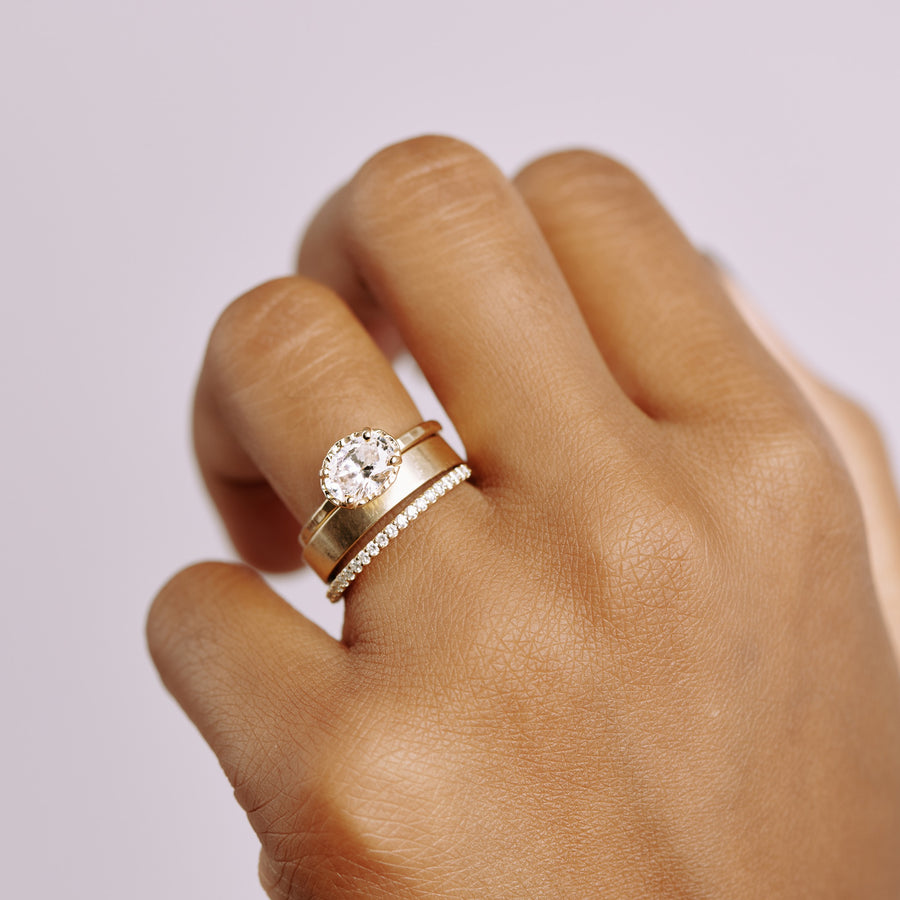 Elisha Salt and Pepper Diamond Pave Diamond Stacking Wedding Ring - MTD