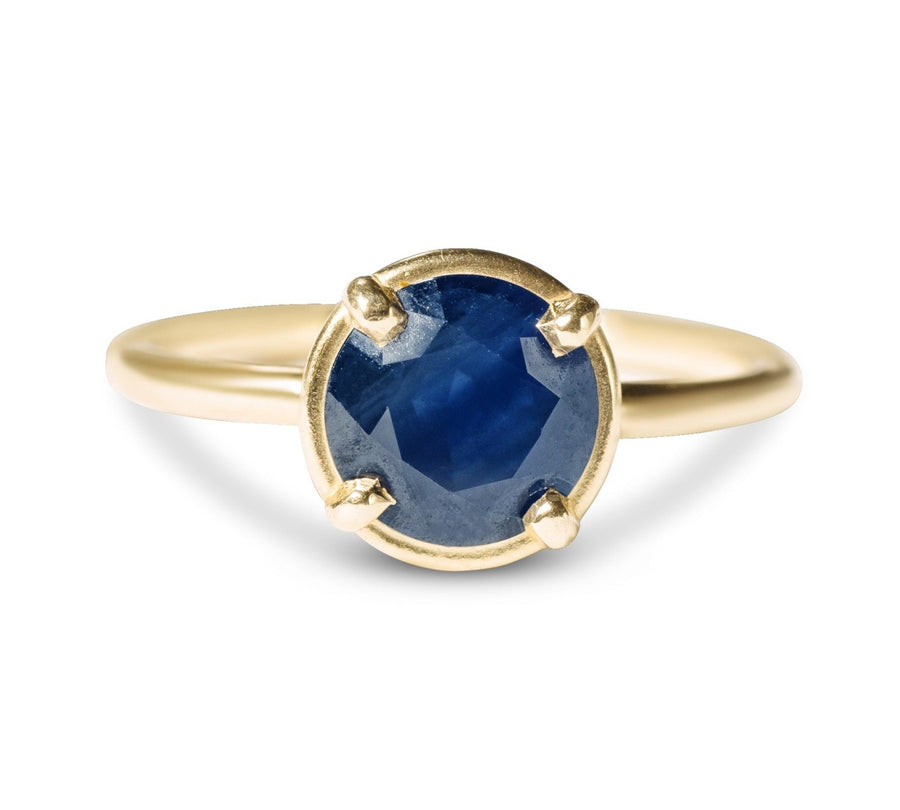 Deep Waters 2ct Round Sapphire Ring in Halo Setting - MTD