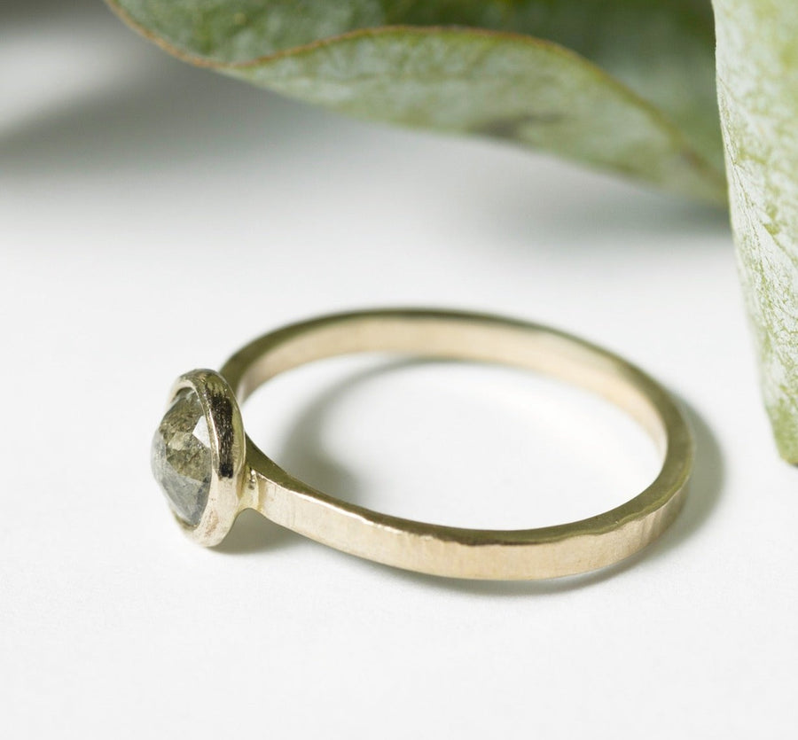 Dot Salt and Pepper Diamond Engagement Ring 14k White Gold - MTD