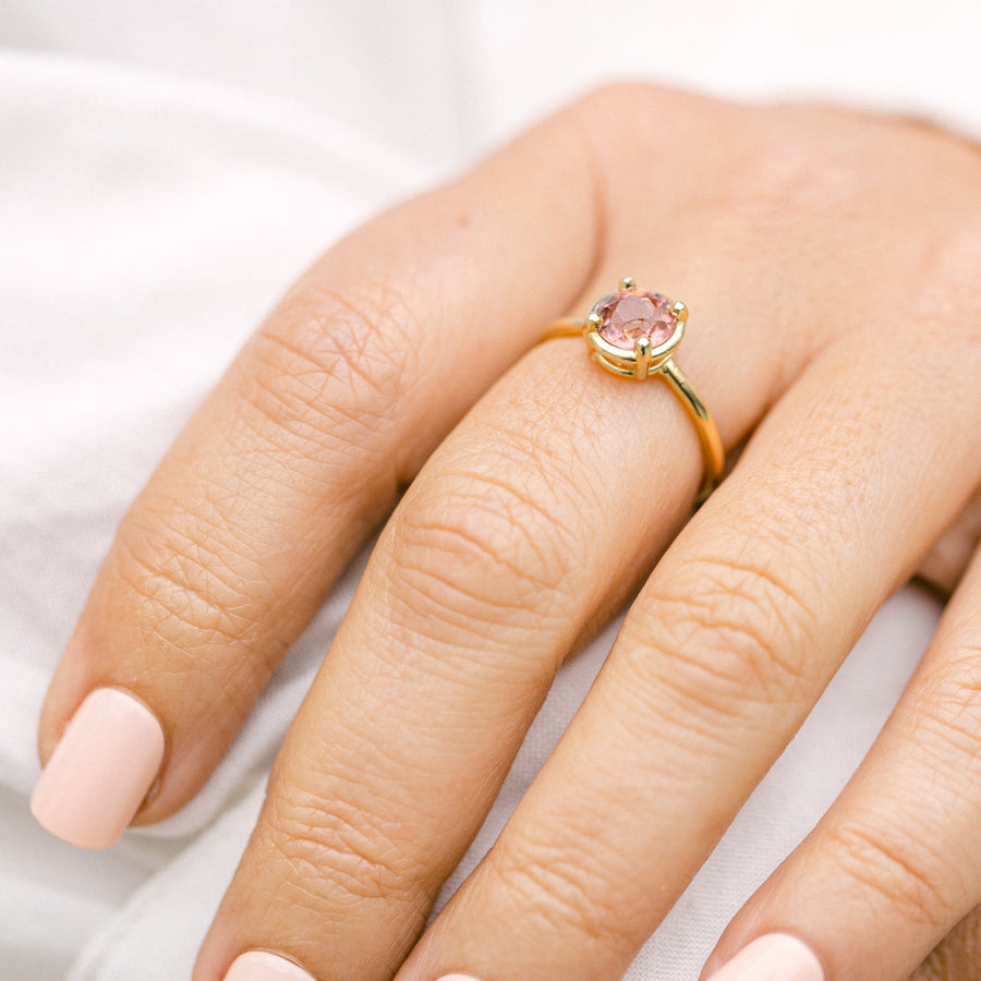 Floriane Pink Tourmaline Engagement Ring 14k Yellow Gold - MTD