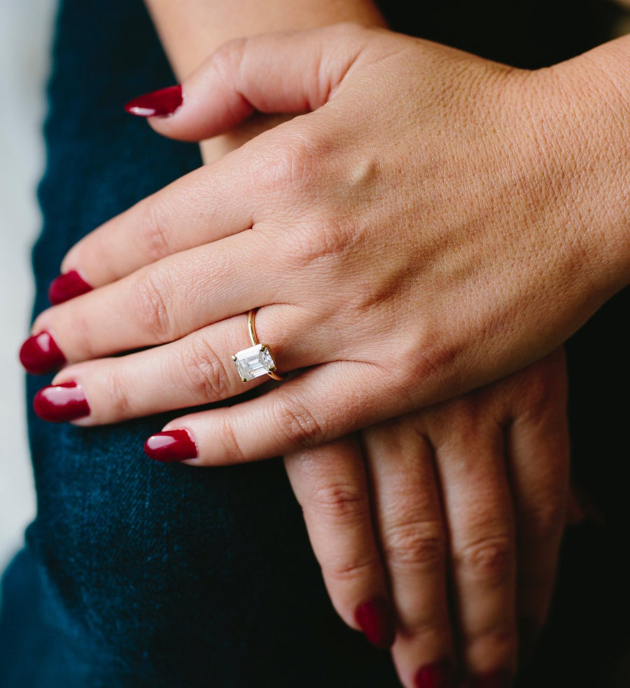 Anna | 2ct Emerald Cut Moissanite Engagement Ring - Melissa Tyson Designs