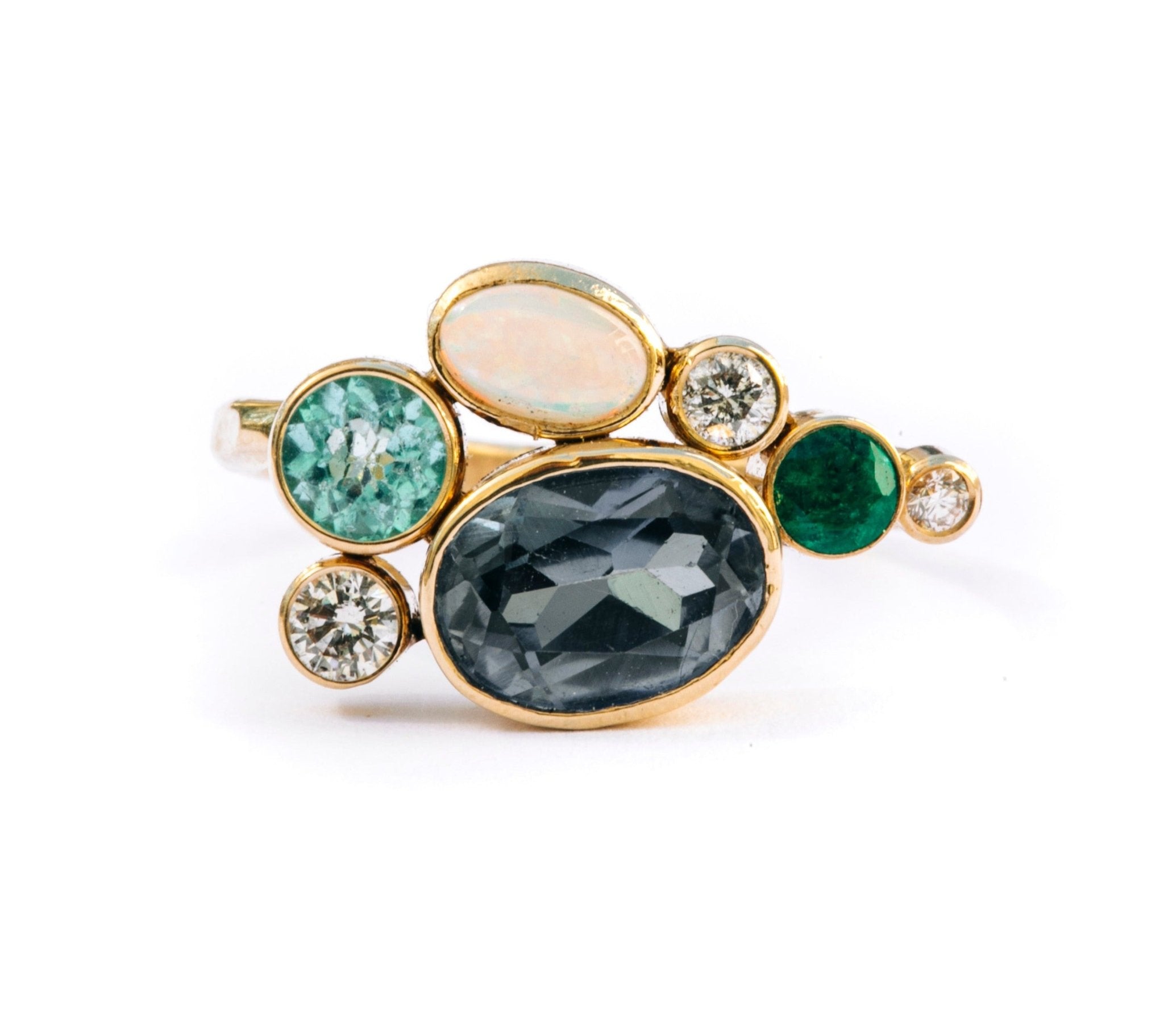 Unique Deep Calling Cluster Ring with Sapphire Emerald – MTD