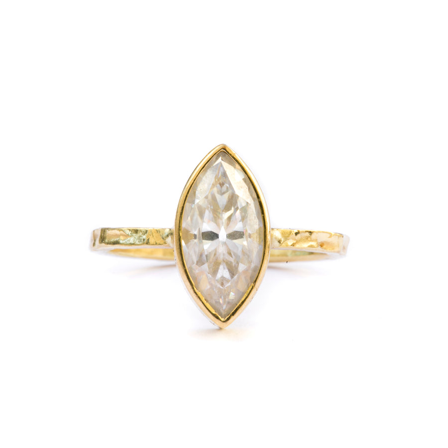 Marquise Hammered Engagement Ring - Melissa Tyson Designs