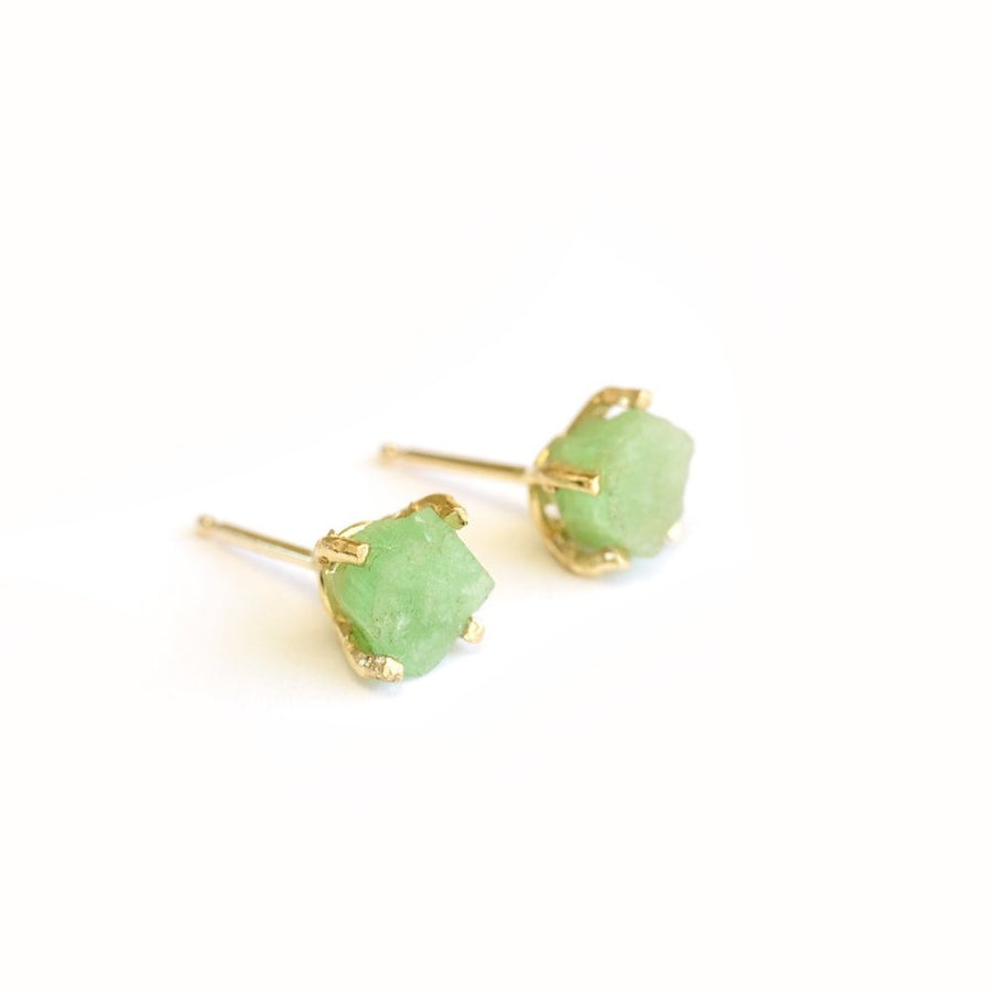 Raw Emerald Stud Earrings - Melissa Tyson Designs