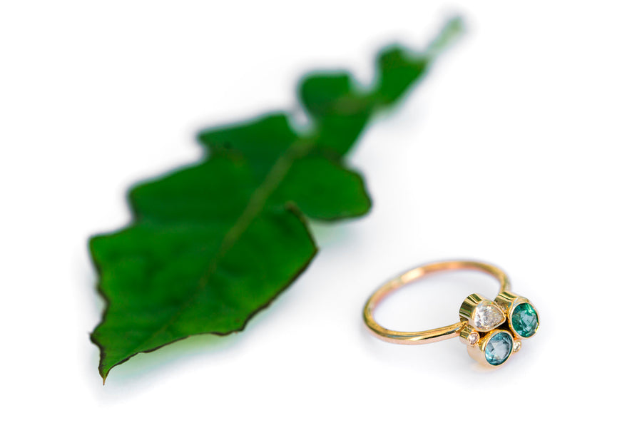 Tidal Pool Engagement Ring | Blue and Green Diamond Ring - Melissa Tyson Designs