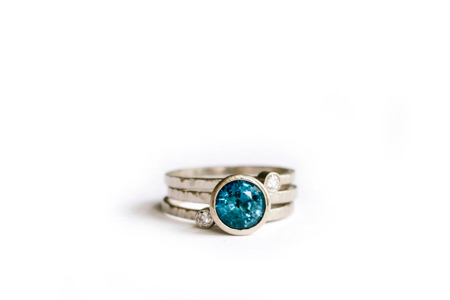 Sapphire Serine | Blue Sapphire Stacking Engagement Ring Set - Melissa Tyson Designs