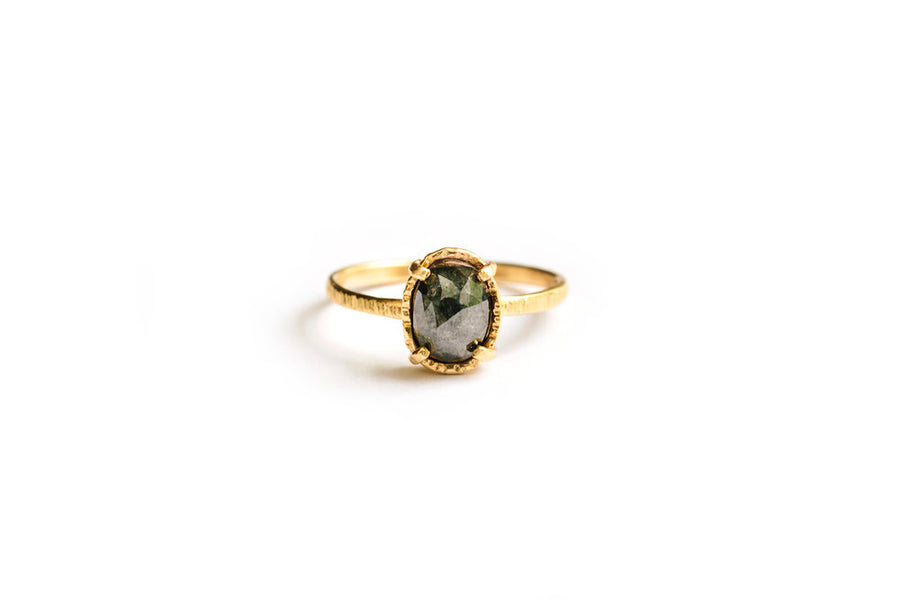 Sasha | Gray Oval Diamond Engagement Ring - Melissa Tyson Designs