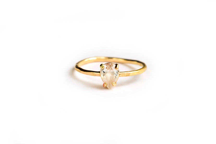 Petite Pear | Moissanite Pear and Diamond Engagement Ring Set - Melissa Tyson Designs