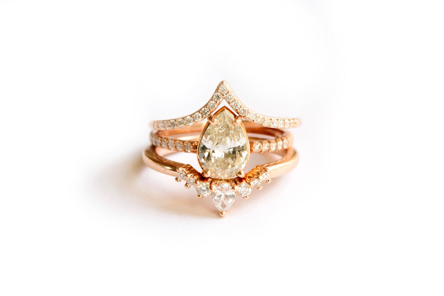 Deco Tiara | Pear Diamond Curved Wedding Band 14k Rose Gold - Melissa Tyson Designs