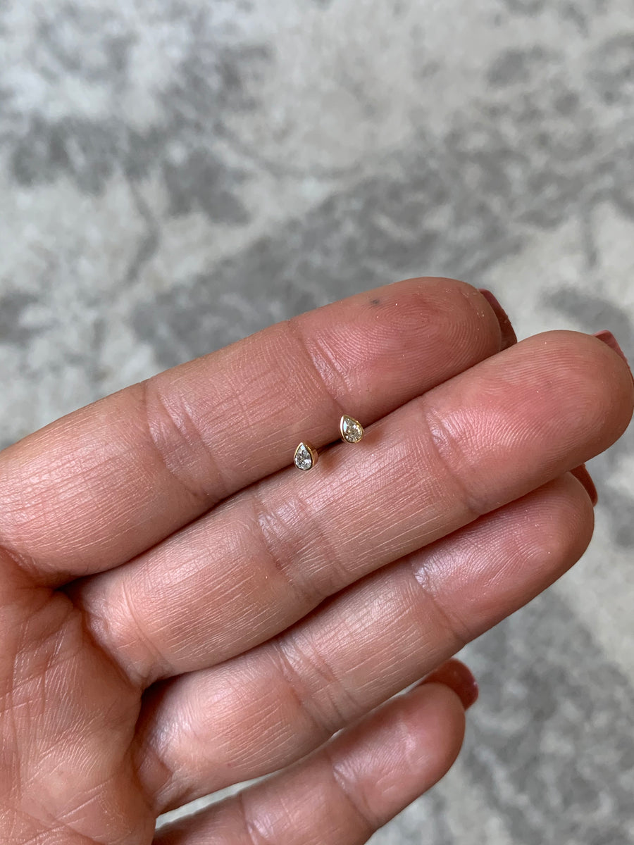 Tiny Pear Diamond Studs - MTD