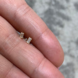 Tiny Emerald Cut Diamond Studs - MTD