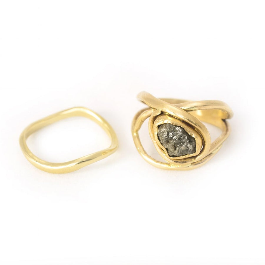 Zenia | Raw Gray Diamond Engagement Ring Set - Melissa Tyson Designs