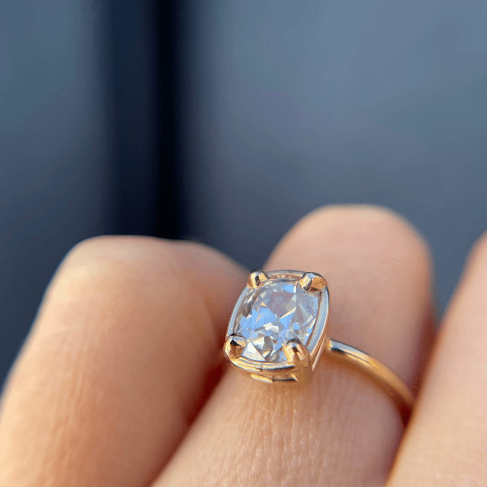 Gold Halo Elongated Cushion Engagement Rings - MTD