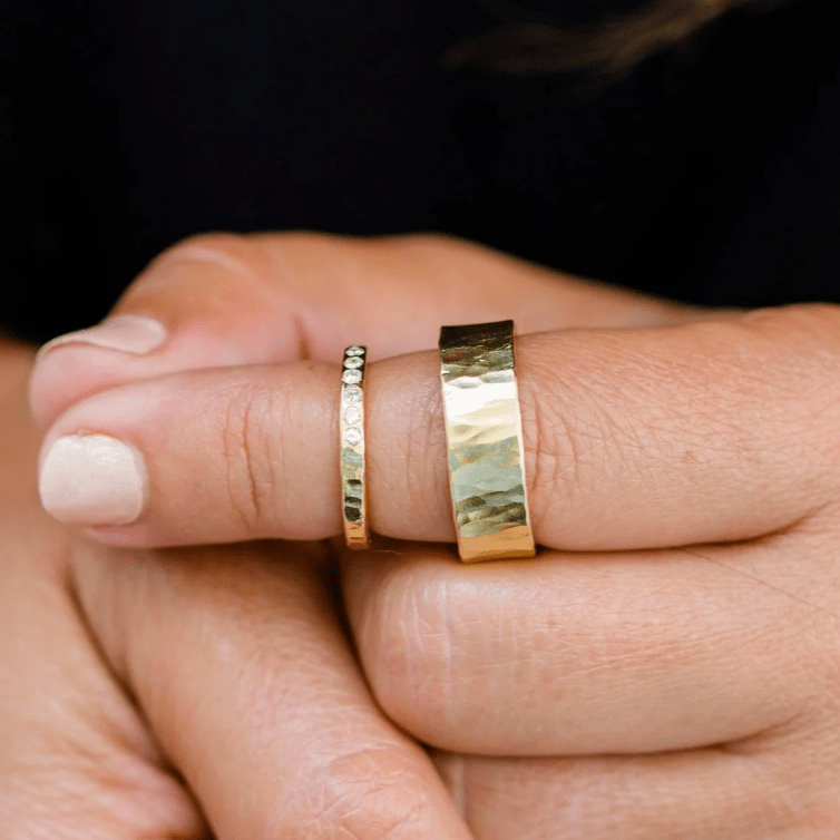 Matching Hammered Wedding Bands for Couples: Same Metal, Different Vibe - MTD