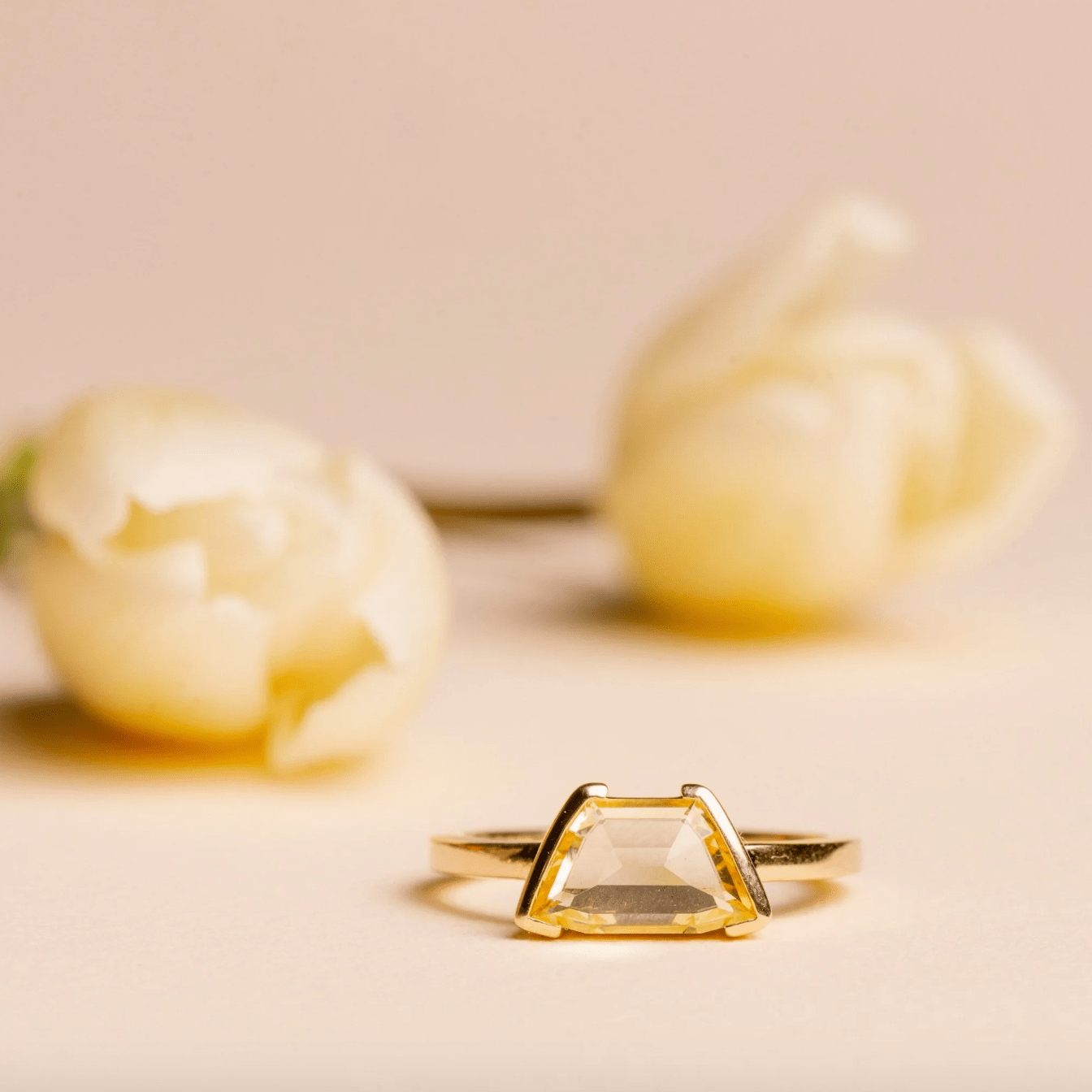 Buttercup — The East-West Yellow Rosecut Sapphire Engagement Ring - MTD