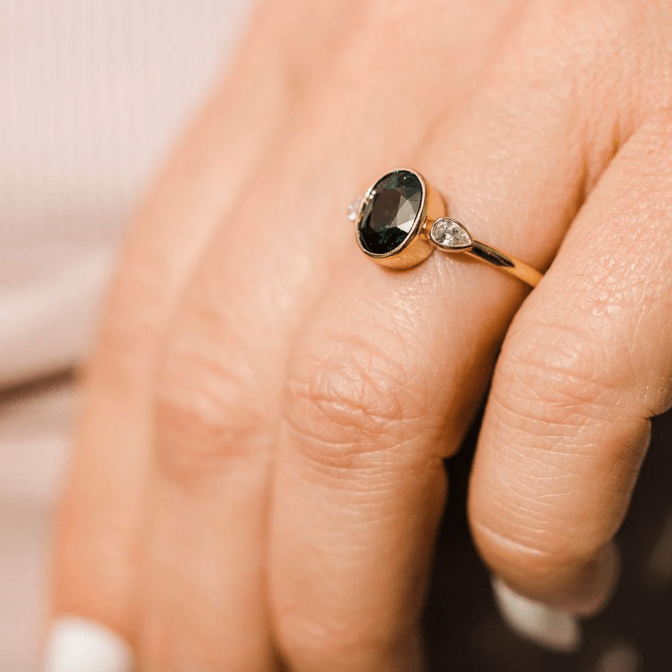 Green Hills — The 2.5ct Oval Green Sapphire and Diamond Engagement Ring - MTD