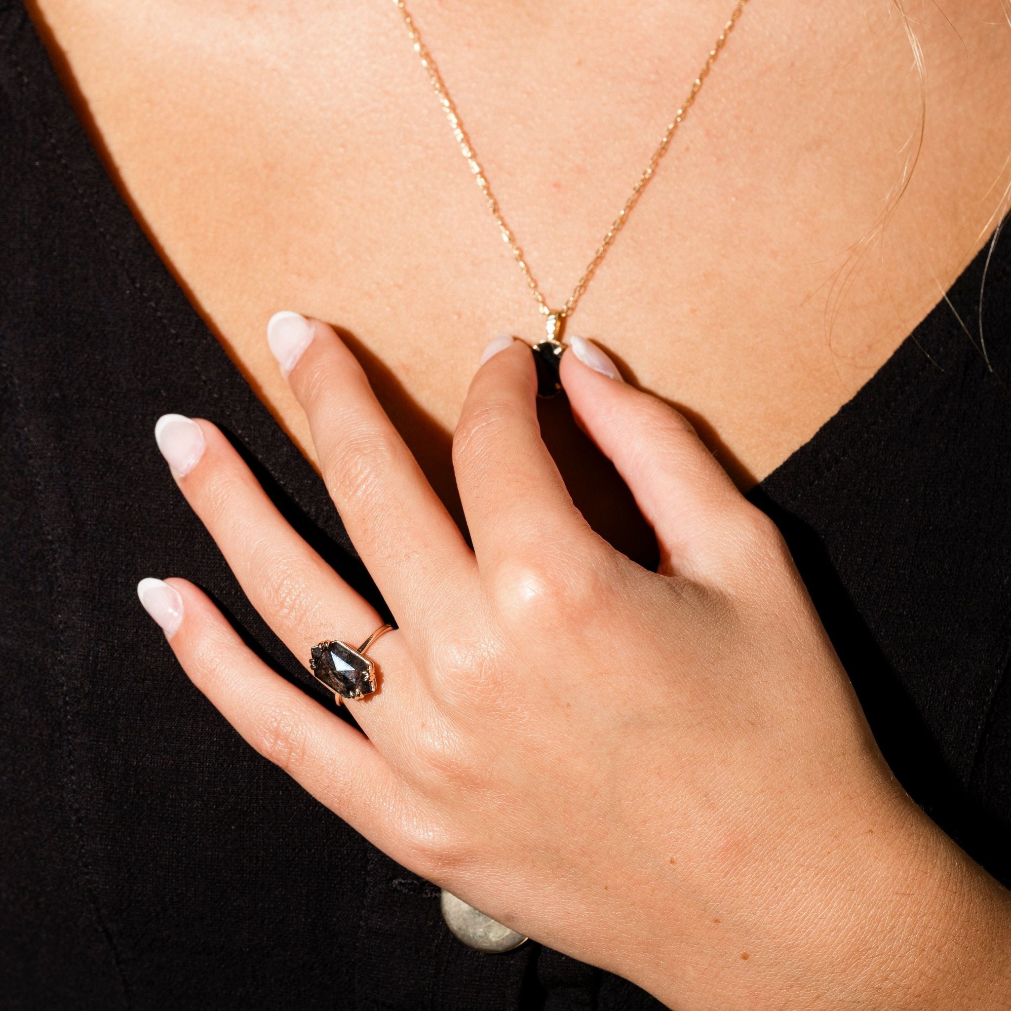 Night Ember Salt and Pepper Diamond Engagement Ring - MTD