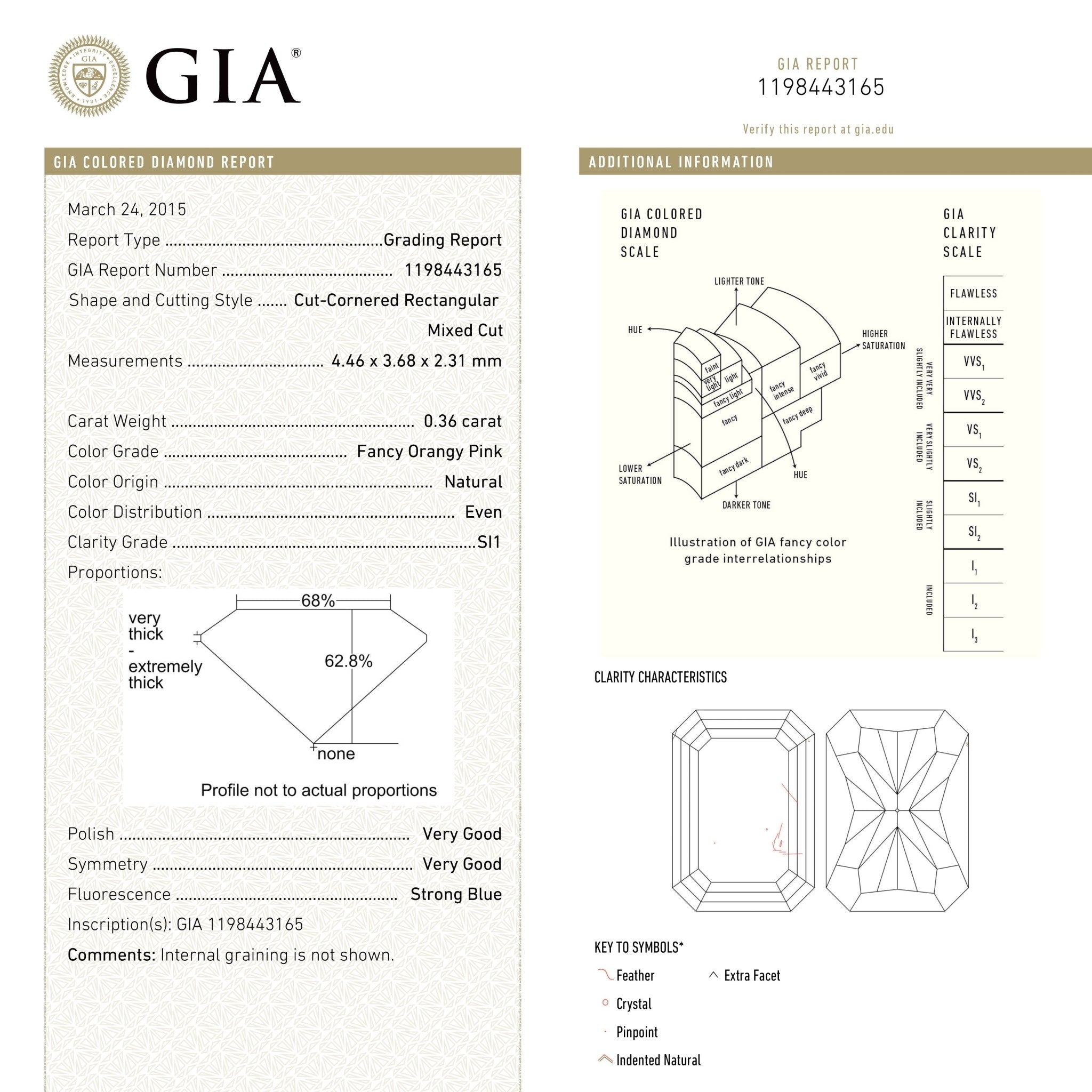 0.36ct 4.46x3.68x2.31mm GIA SI1 Fancy Orangy Pink Cut Corner Rectangle Brilliant 🇦🇺 24123 - 01 - MTD