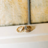 Hearth Hammered Fingerprint and Diamond Wedding Band Set - MTD