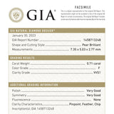 0.71ct 7.35x5.03x2.77mm GIA VVS1 F Pear Brilliant 24447 - 01 - MTD