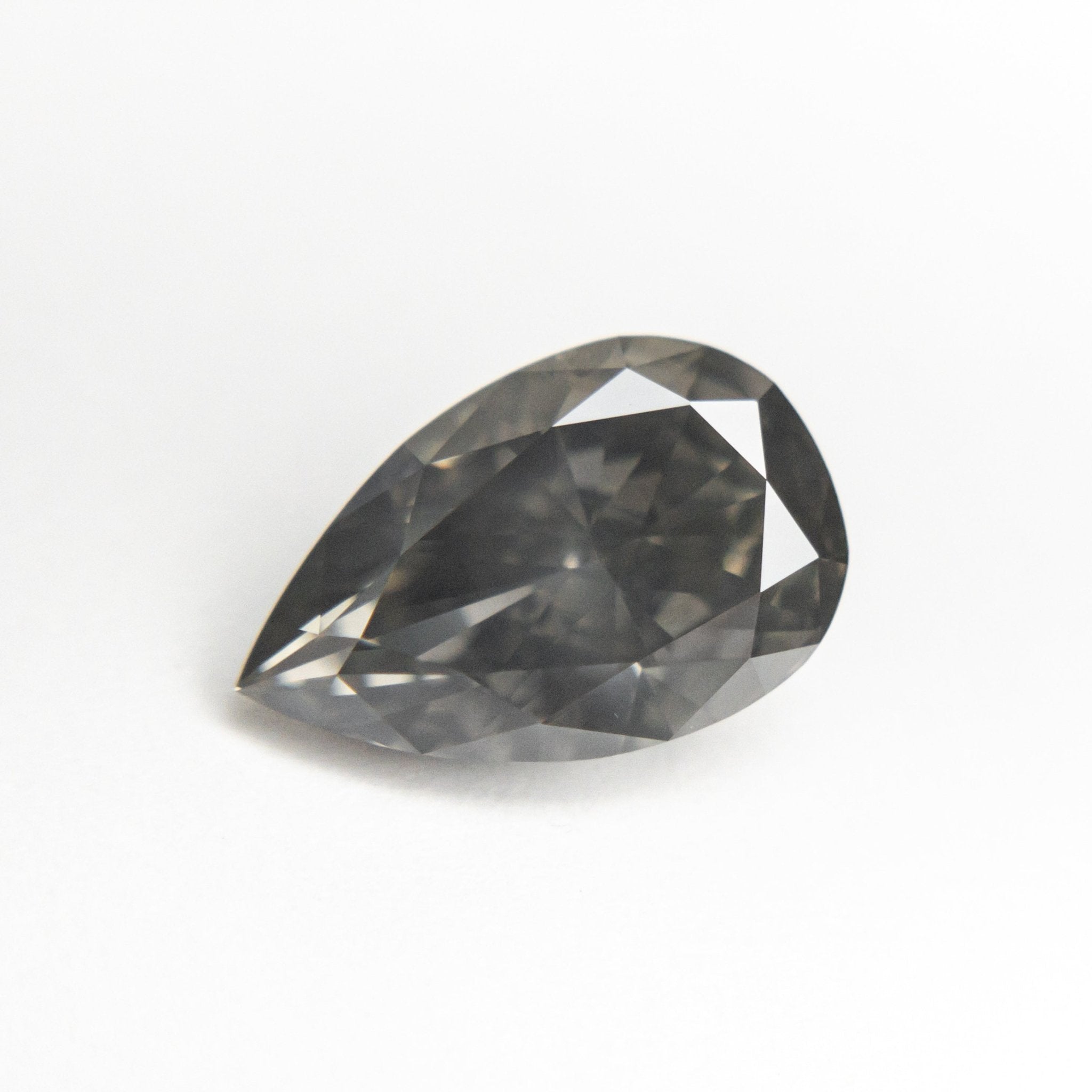 2.07ct 10.33x6.61x4.25mm GIA SI2 Fancy Dark Grey Pear Brilliant 19549-01 - MTD