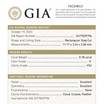 0.78ct 11.17x3.24x2.06mm GIA VS2 H Baguette Step Cut 24303 - 01 - MTD
