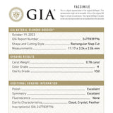 0.78ct 11.17x3.24x2.06mm GIA VS2 H Baguette Step Cut 24303 - 01 - MTD