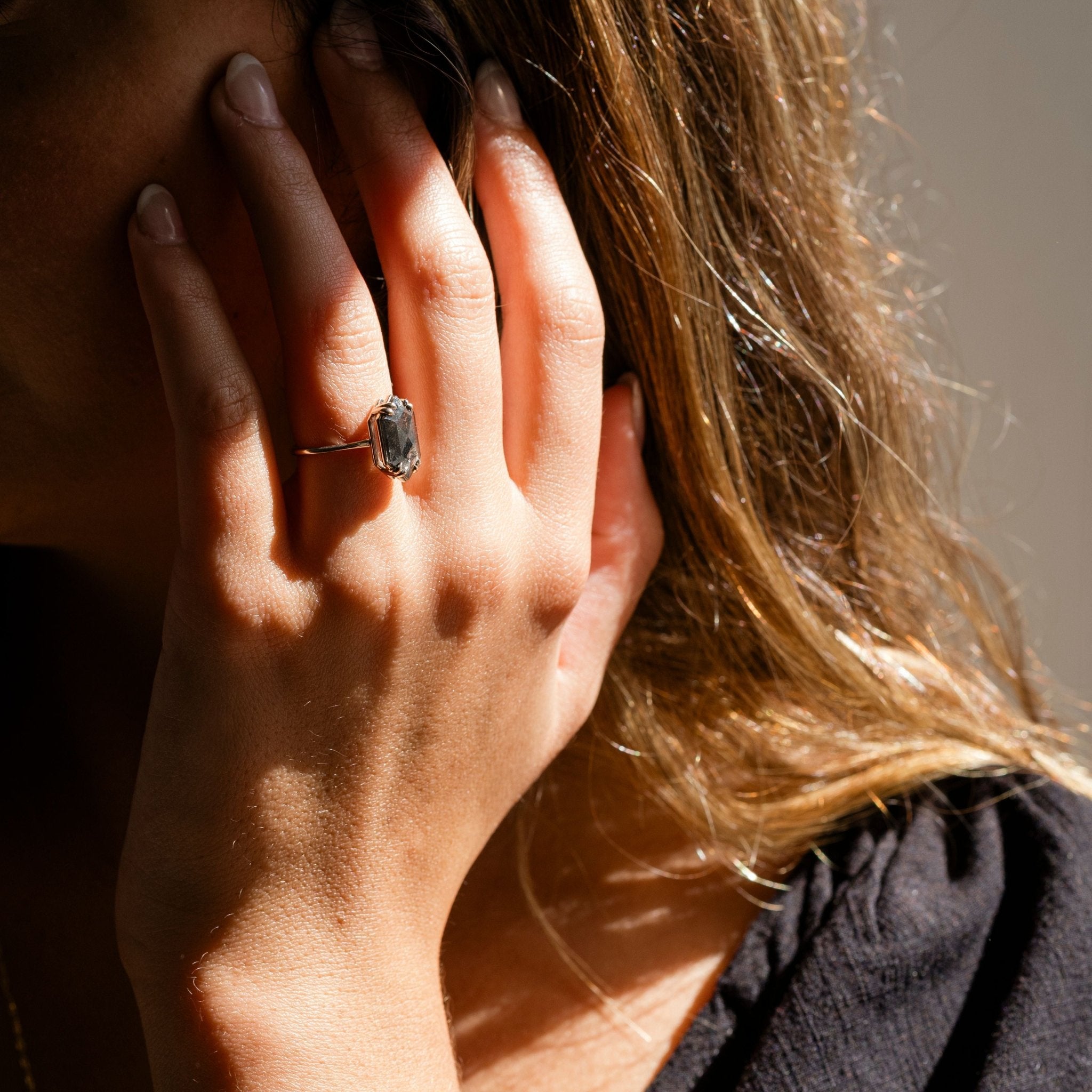 Night Ember Salt and Pepper Diamond Engagement Ring - MTD