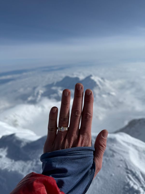 Three Stone Moissanite Engagement Ring | 18k Gold Engagement Ring - MTD