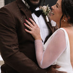 Hearth Hammered Fingerprint and Diamond Wedding Band Set - MTD