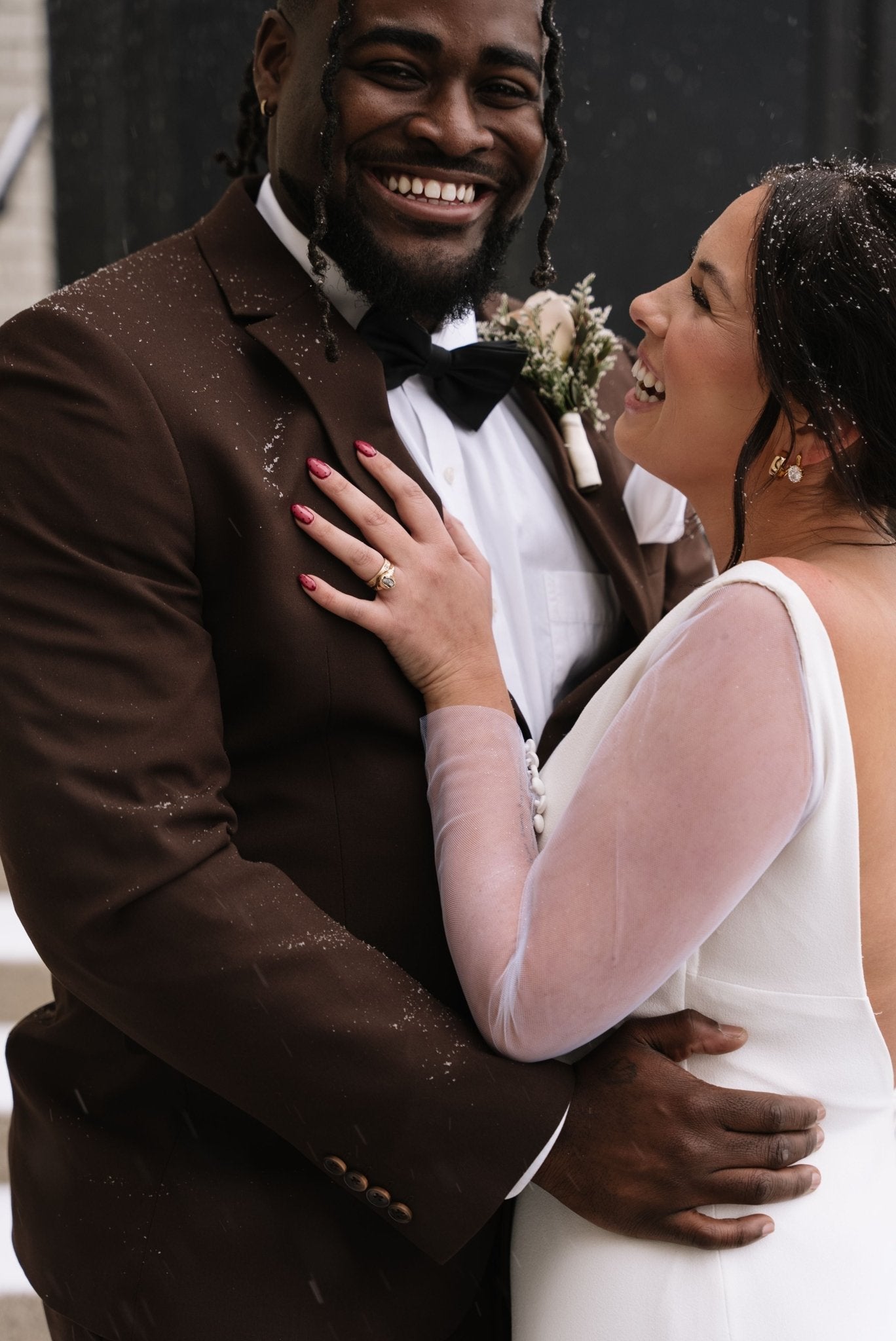 Hearth Hammered Fingerprint and Diamond Wedding Band Set - MTD