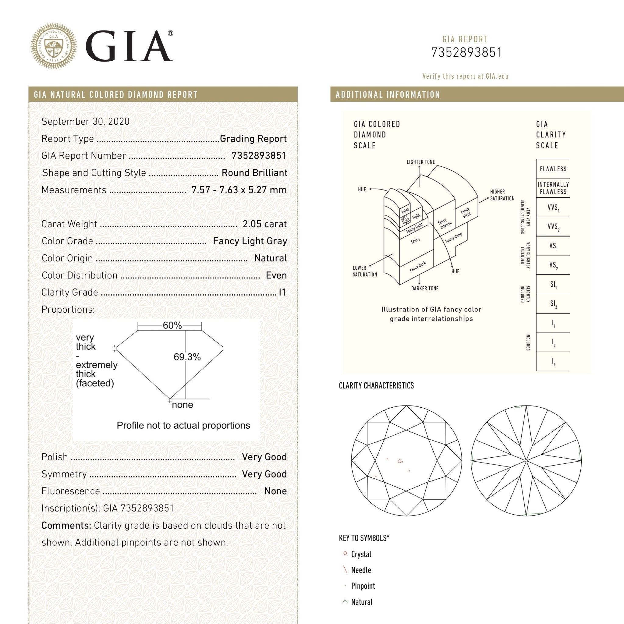 2.05ct 7.57x7.63x5.27mm GIA Fancy Light Grey Round Brilliant 18988 - 01 - MTD