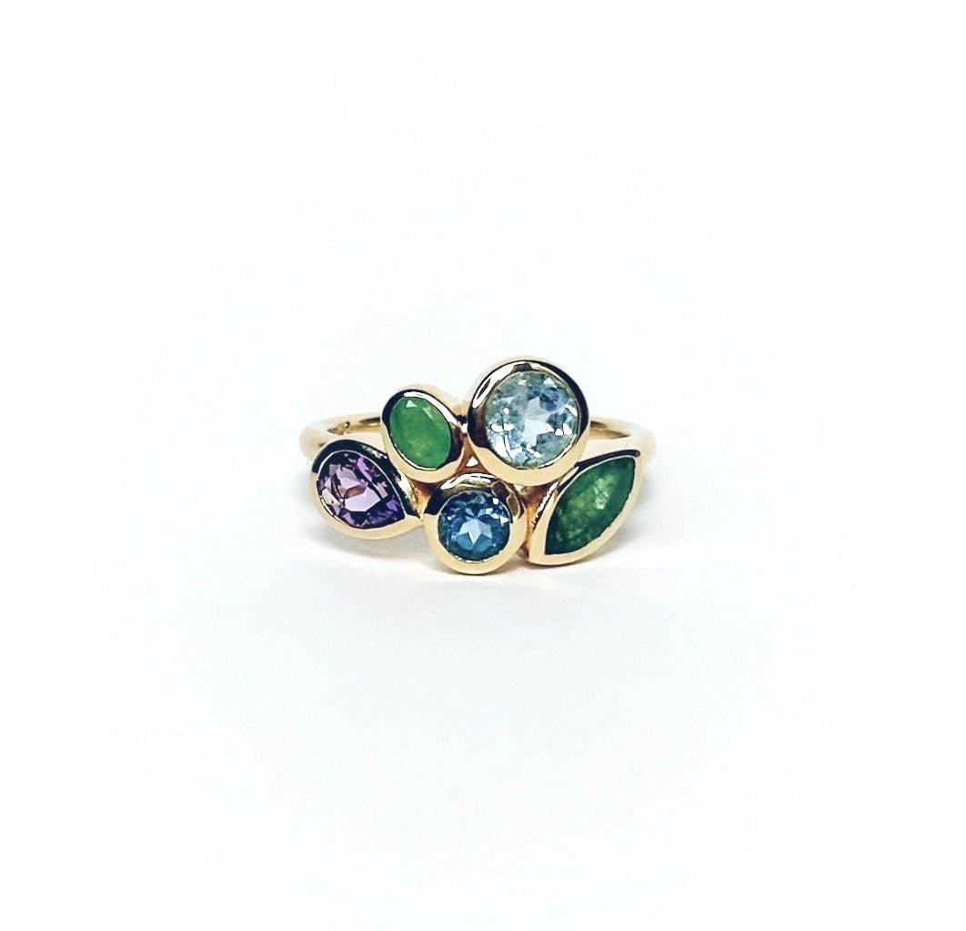 Flora Bezel Set Gemstone Cluster Ring - MTD