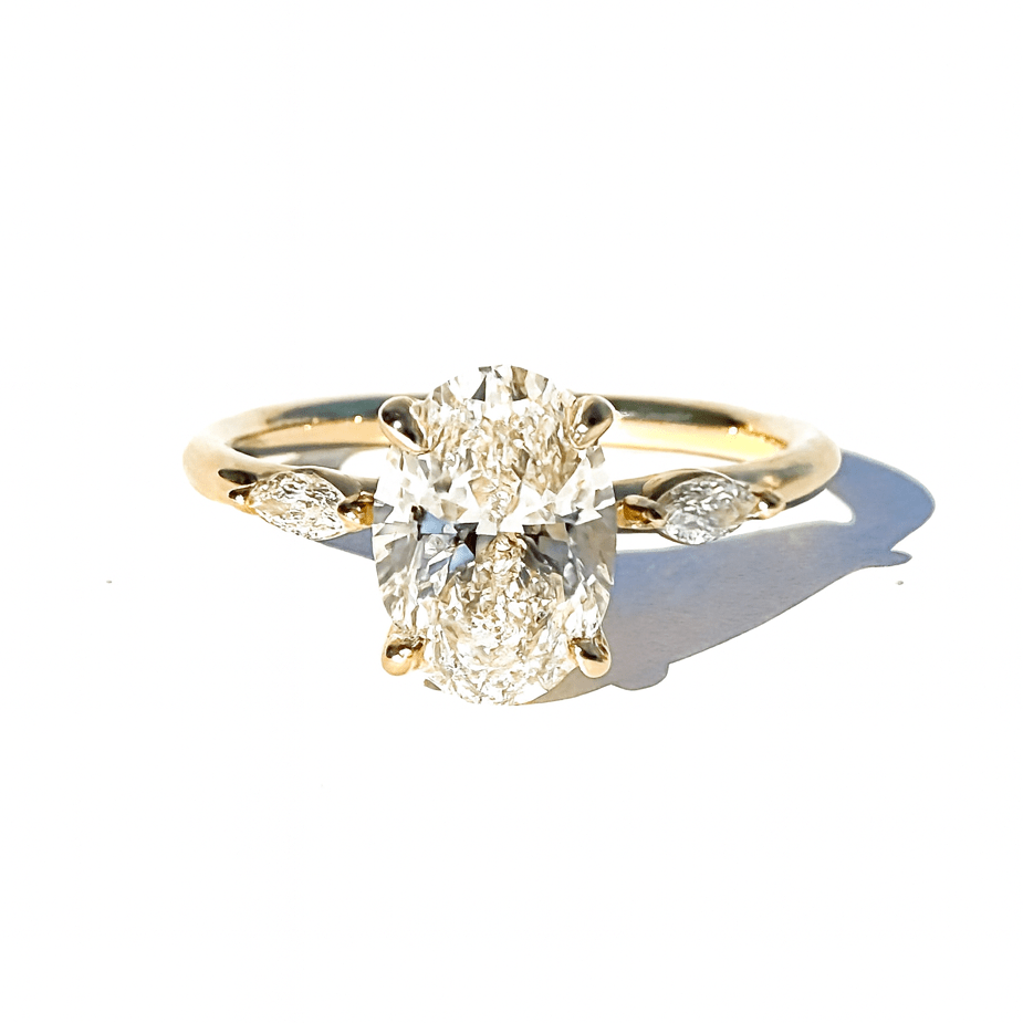 Annmarie Three Stone Oval and Marquise Diamond Engagement Ring - MTD