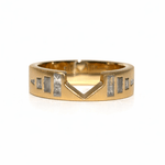 Cascade Salt and Pepper Diamond Brushed Gold Notch Wedding Band - MTD