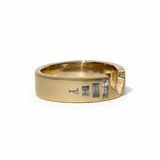 Cascade Salt and Pepper Diamond Brushed Gold Notch Wedding Band - MTD