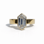 Jane Elongated Hexagon Step Cut Bezel Set Diamond Engagement Ring - MTD