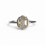 Nora Salt and Pepper Elongated Hexagon Diamond Engagement Ring