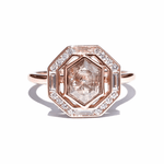 Northern Lights Elongated Hexagon Salt and Pepper Diamond Engagement Ring - MTD