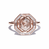 Northern Lights Elongated Hexagon Salt and Pepper Diamond Engagement Ring - MTD