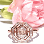 Northern Lights Elongated Hexagon Salt and Pepper Diamond Engagement Ring - MTD