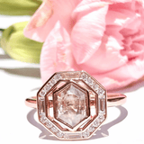 Northern Lights Elongated Hexagon Salt and Pepper Diamond Engagement Ring - MTD