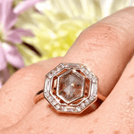 Northern Lights Elongated Hexagon Salt and Pepper Diamond Engagement Ring - MTD