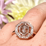 Northern Lights Elongated Hexagon Salt and Pepper Diamond Engagement Ring - MTD