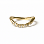 Curved Leo Bead Set Hand - Carved Diamond Wedding Band - MTD