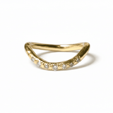 Curved Leo Bead Set Hand - Carved Diamond Wedding Band - MTD